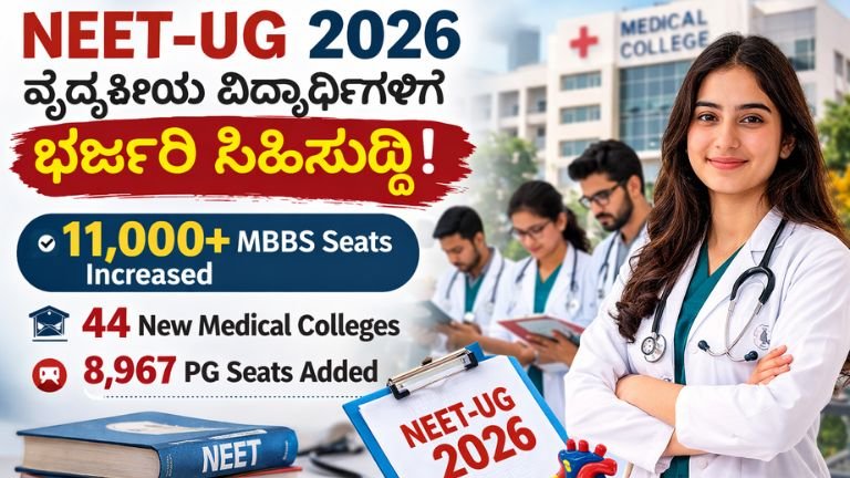 NEET-UG 2026: ವೈದ್ಯಕೀಯ ವಿದ್ಯಾರ್ಥಿಗಳಿಗೆ ಭರ್ಜರಿ ಸಿಹಿಸುದ್ದಿ! 11,000ಕ್ಕೂ ಹೆಚ್ಚು MBBS ಸೀಟುಗಳ ಹೆಚ್ಚಳ, 44 ಹೊಸ ಮೆಡಿಕಲ್ ಕಾಲೇಜುಗಳಿಗೆ ಅನುಮತಿ