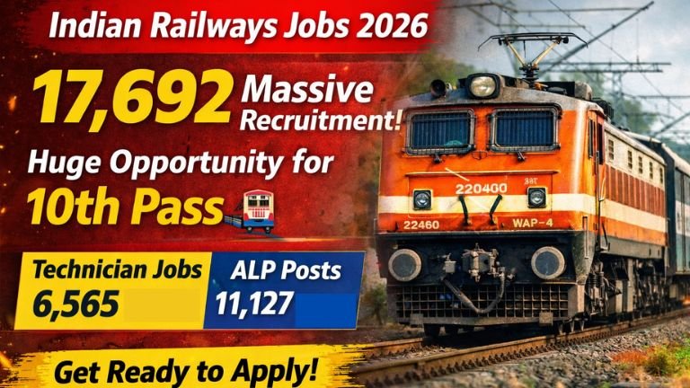 Indian Railways Jobs 2026: 17,692 ಹುದ್ದೆಗಳ ಭರ್ಜರಿ ನೇಮಕಾತಿ! 10ನೇ ಪಾಸಾದವರಿಗೆ ದೊಡ್ಡ ಅವಕಾಶ 🚆